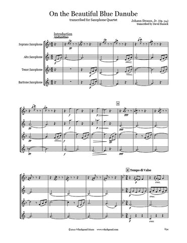Strauss Blue Danube Waltz Saxophone Quartet