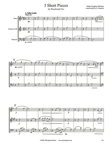 Vaughan Williams 3 Short Pieces Oboe/Clarinet/Bassoon Trio