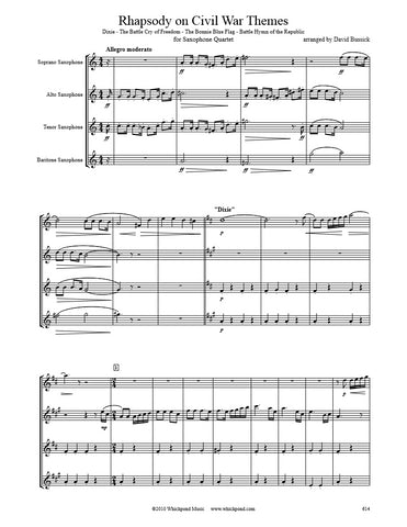 Rhapsody on Civil War Themes Saxophone Quartet