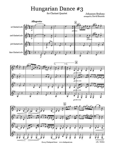 Brahms Hungarian Dance #3 Clarinet Quartet
