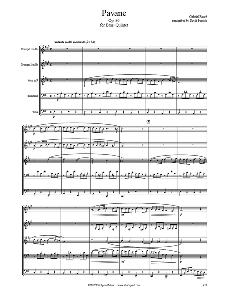 Fauré Pavane Brass Quintet
