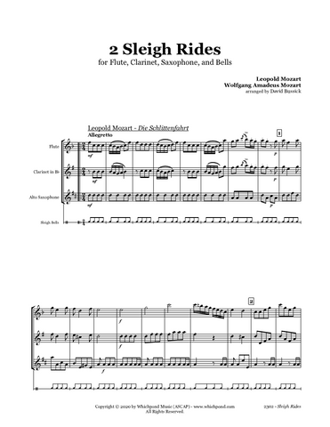 Mozart 2 Sleigh Rides Flute/Clarinet/Sax Trio & Bells