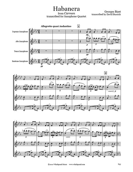 Bizet Carmen Habanera Saxophone Quartet