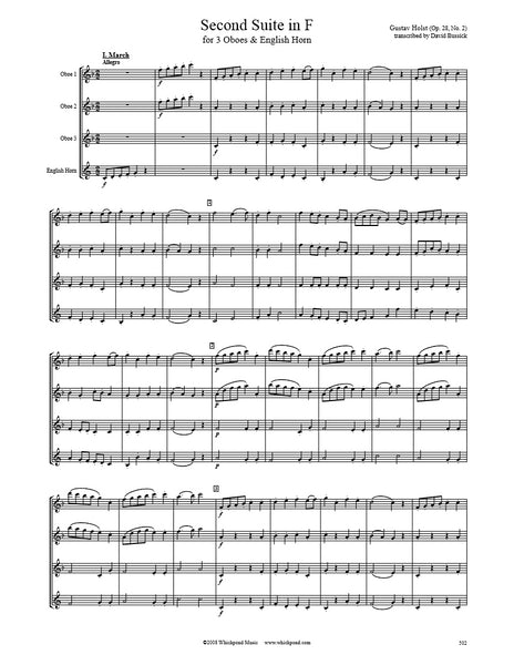Holst Second Suite Oboe/English Horn Quartet – Whichpond Music