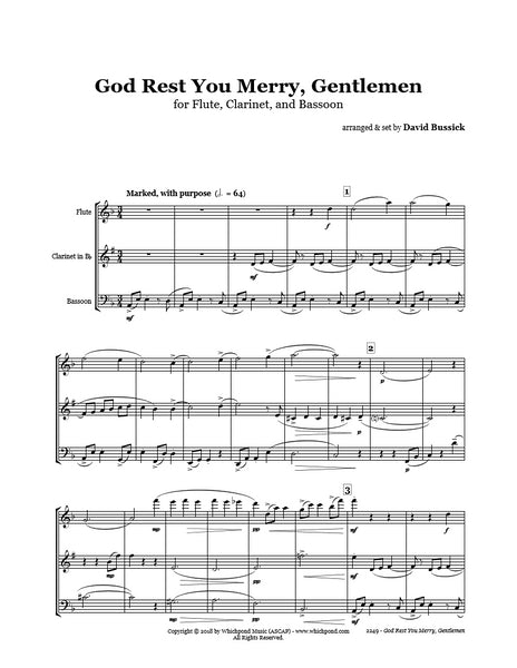 God Rest You Merry Gentlemen Flute/Clarinet/Bassoon Trio