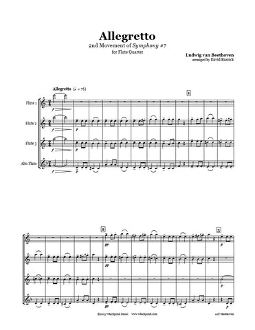 Beethoven Symphony #7 Allegretto Flute Quartet
