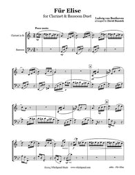 Beethoven Für Elise Clarinet/Bassoon Duet