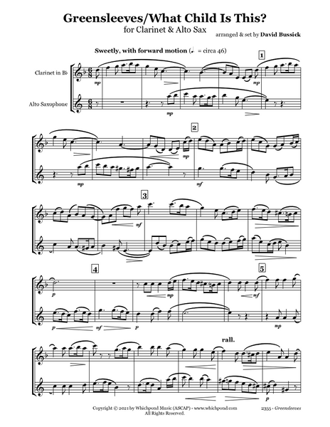 Greensleeves/What Child Is This Clarinet/Saxophone Duet