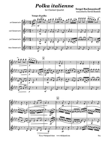 Rachmaninov Polka Italienne Clarinet Quartet