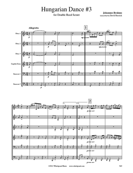 Brahms Hungarian Dance #3 Double Reed Sextet