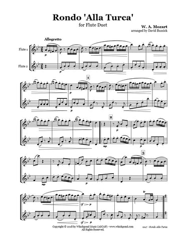 Mozart Turkish March Flute Duet (2 C Flutes)
