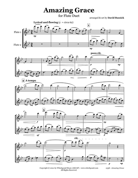 Amazing Grace Flute Duet (2 C Flutes)