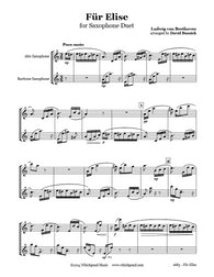 Beethoven Für Elise Alto/Baritone Sax Duet