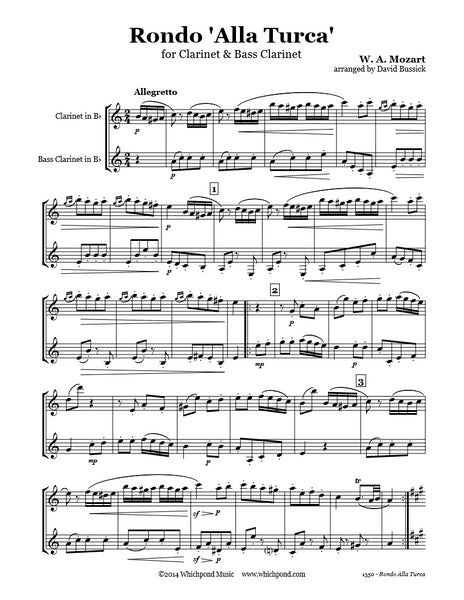 Mozart Turkish March Clarinet Duet