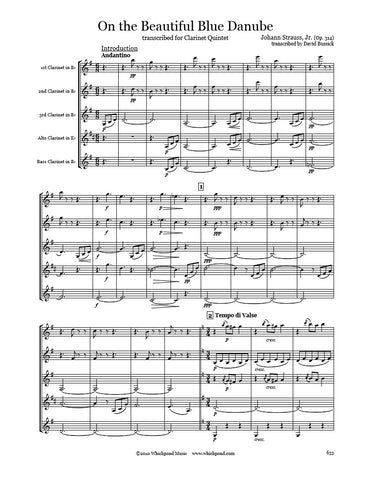 Strauss Blue Danube Waltz Clarinet Quintet