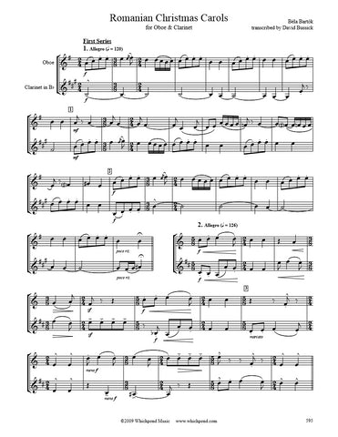 Bartók Romanian Christmas Carols Oboe/Clarinet Duet