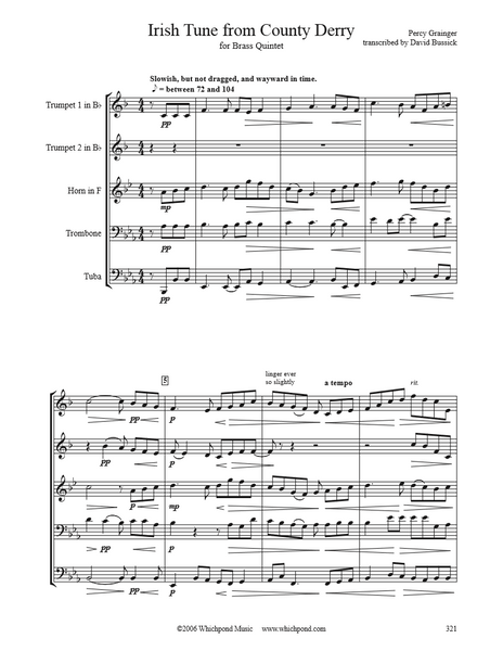 Grainger Irish Tune Brass Quintet