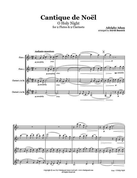 O Holy Night Flute/Clarinet Quartet