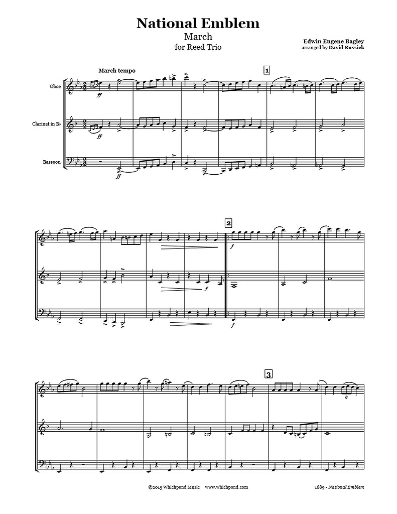 National Emblem March Trio Whichpond Music