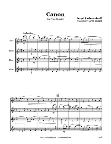 Rachmaninov Canon Flute Quartet