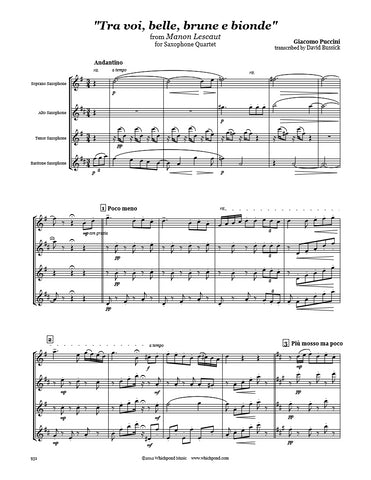 Puccini Tra voi belle Saxophone Quartet