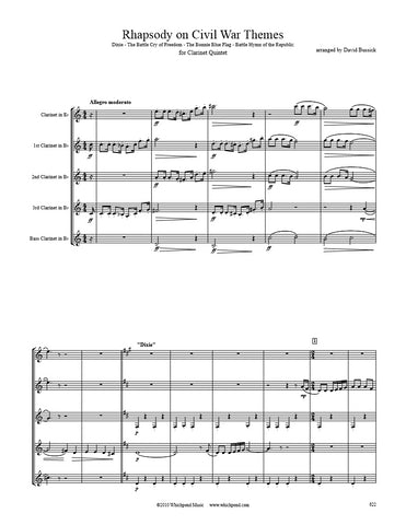 Rhapsody on Civil War Themes Clarinet Quintet