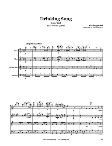 Gounod Drinking Song Wind Quartet