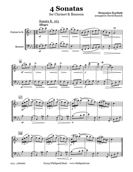 Scarlatti 4 Sonatas Clarinet/Bassoon Duet