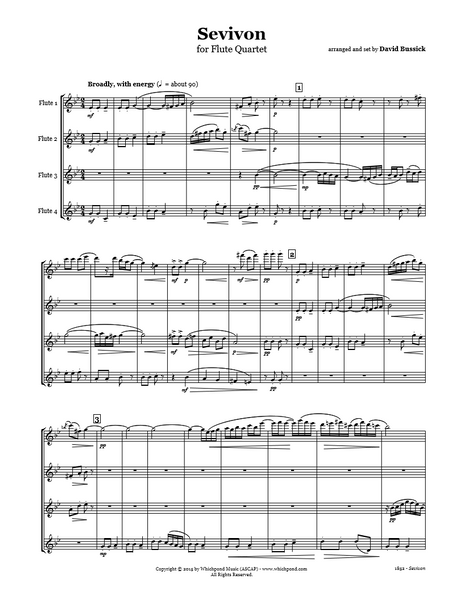 Sevivon (Dreidel) Flute Quartet PDF Hanukkah Sheet Music Download