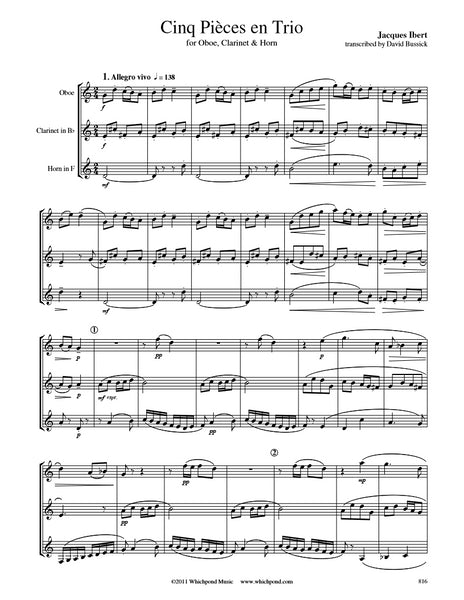 Ibert Cinq Pièces Oboe/Clarinet/Horn Trio