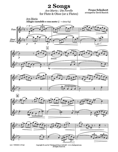 Schubert 2 Songs Flute/Oboe Duet