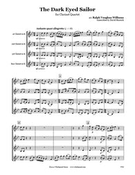 Vaughan Williams Dark Eyed Sailor Clarinet Quartet
