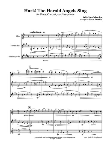 Hark The Herald Angels Sing Flute/Clarinet/Sax Trio