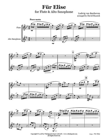 Beethoven Für Elise Flute/Saxophone Duet