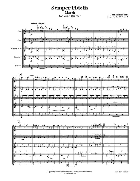 Sousa Semper Fidelis March Wind Quintet