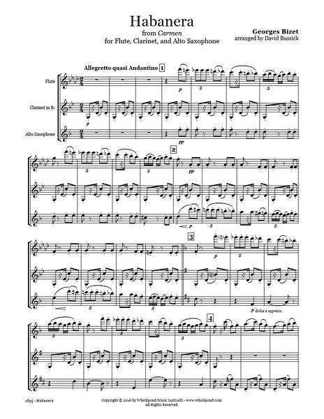 Bizet Carmen Habanera Flute/Clarinet/Sax Trio