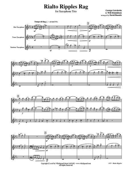 Gershwin Rialto Ripples Rag Saxophone Trio