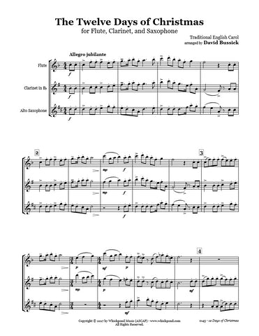 12 Days Of Christmas Flute/Clarinet/Sax Trio