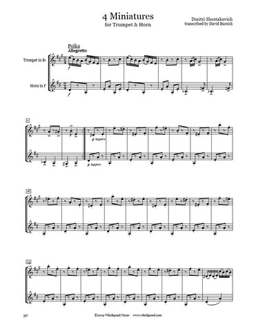 Shostakovich 4 Miniatures Trumpet/Horn Duet