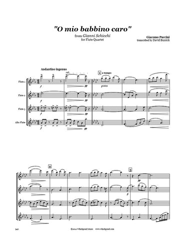 Puccini O Mio Babbino Caro Flute Quartet