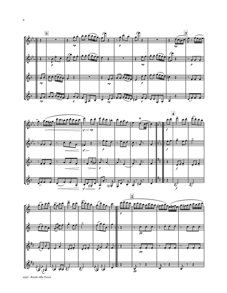 Mozart Turkish March Quartet Whichpond Music