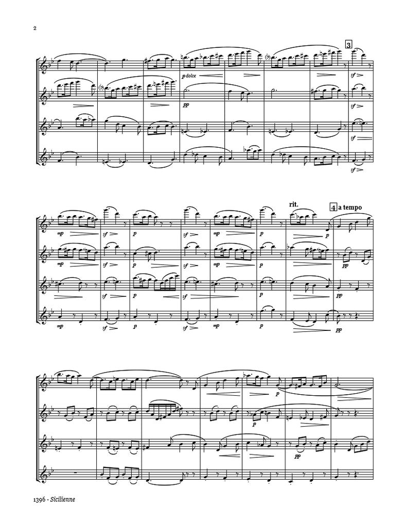 Fauré Sicilienne Flute Quartet PDF Sheet Music Download Whichpond Music